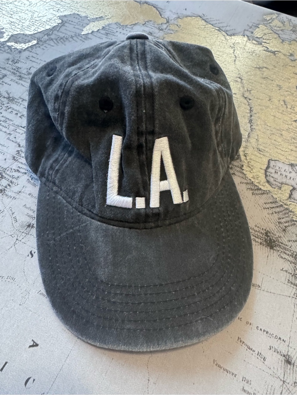 VICI L.A. Los Angeles Baseball Cap Black Distressed Adjustable Strapback Hat